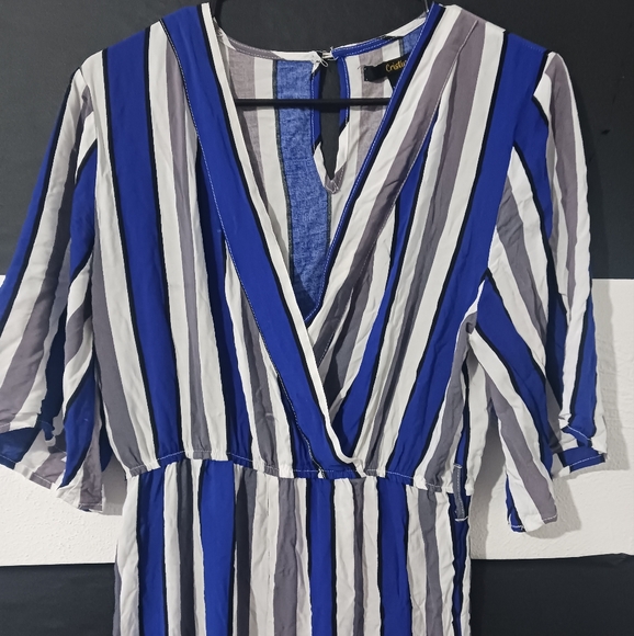 Women Multicolor Striped V cross halter jumpsuit - Picture 5 of 12